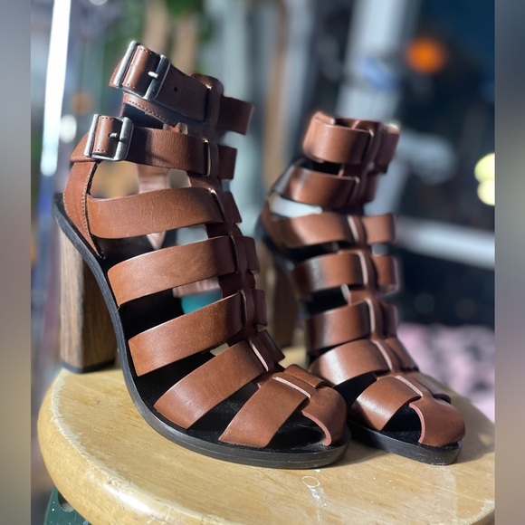 VINCE Nicolette Strappy Leather Sandal, Saddle - Picture 2 of 13